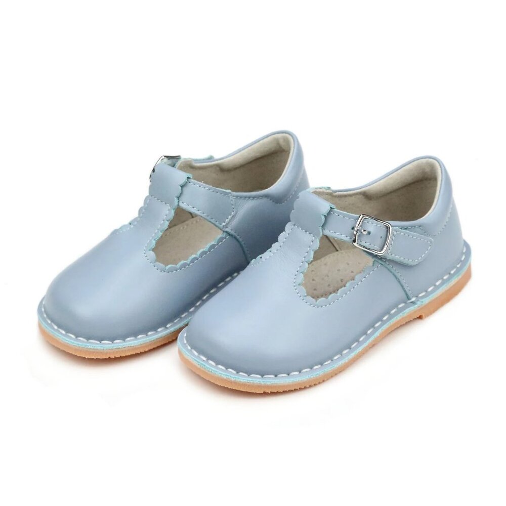 L'Amour Selina Scalloped T-Strap Mary Jane, Dusty Blue, size 6 toddler
